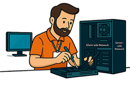 Technician working on desktop PC