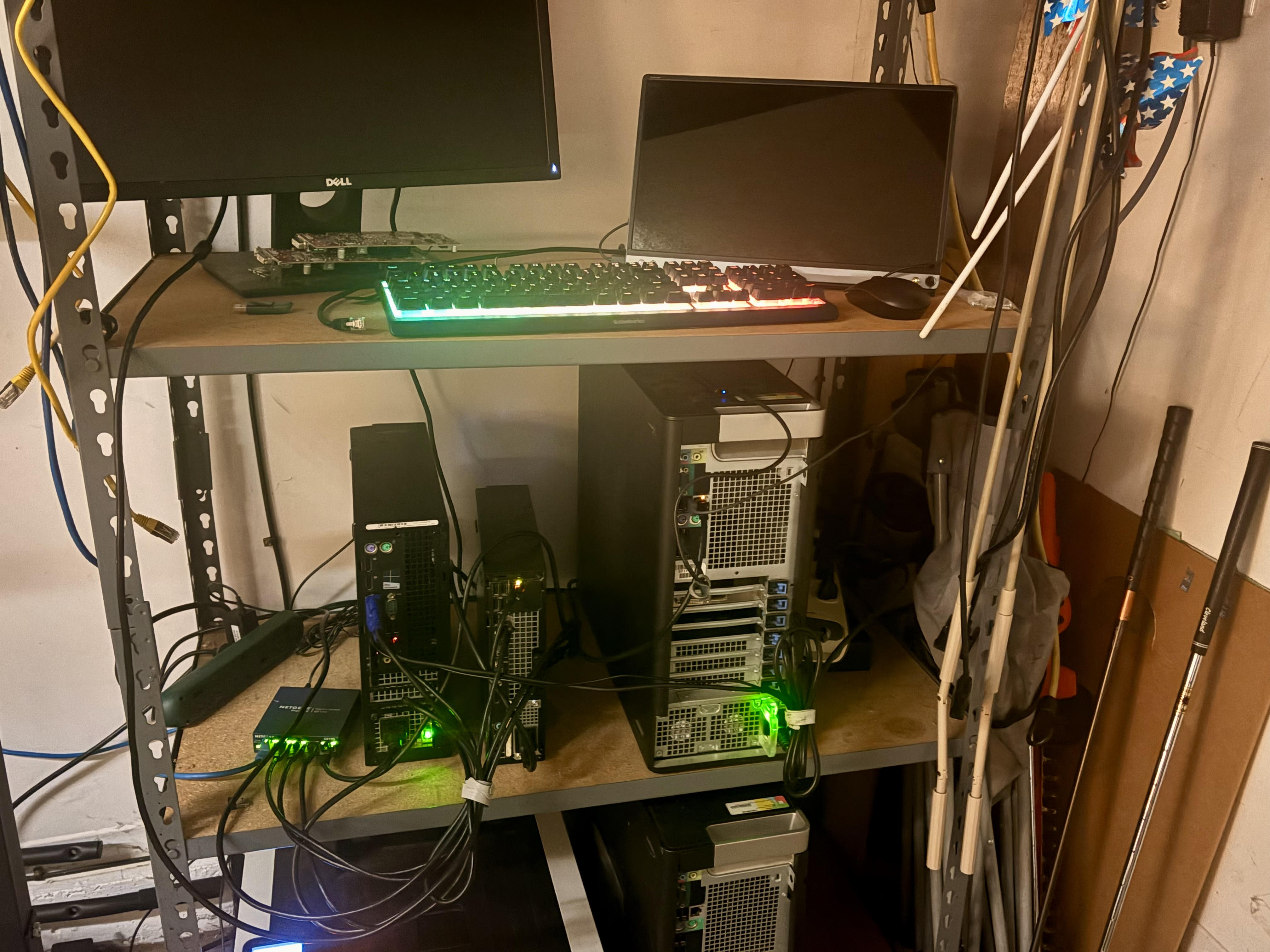 Kevin's garage server rack - The actual cloud hosting this website