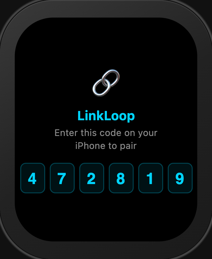 6-digit Watch pairing screen